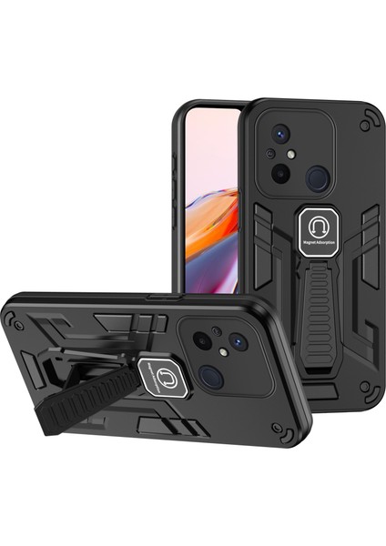 Xiaomi Redmi 12C 4g/poco C55 4g Kickstand Hibrid Pc + Tpu Cover-Black ile (Yurt Dışından)