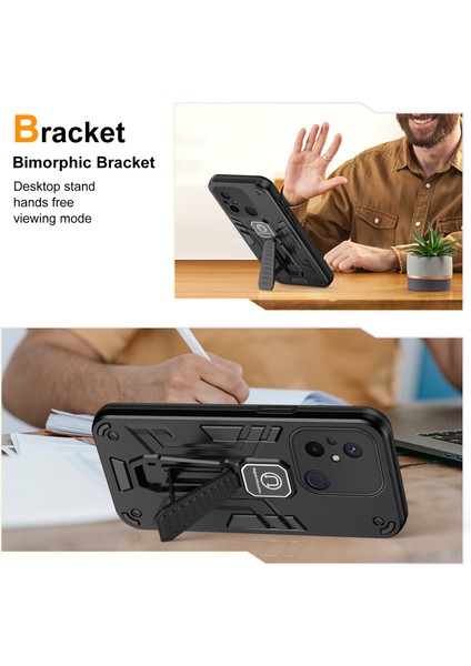 Xiaomi Redmi 12C 4g/poco C55 4g Kickstand Hibrid Pc + Tpu Cover-Black ile (Yurt Dışından) fiyatları