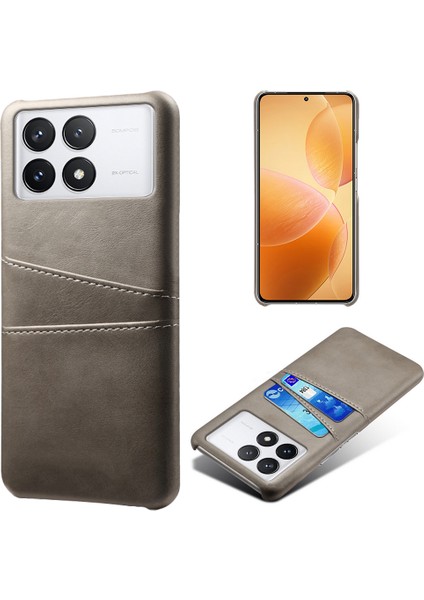 Xiaomi Redmi K70 Pro 5G/K70 5g Case Anti-Fall Pu Deri+Pc Telefon Kabuğu 2 Kart Yuvası Grey (Yurt Dışından)