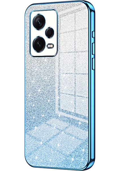 Xiaomi Redmi Için Arka Kabuk Not 12 Pro+ 5g Hassas Kesim Gradyan Glitter Tpu Cep Telefonu Kılıf Mavisi (Yurt Dışından)