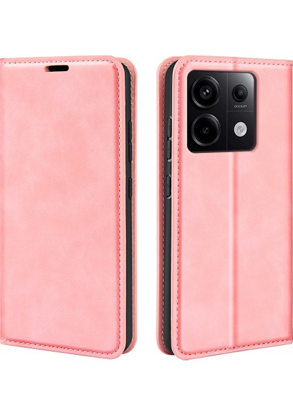 Xiaomi Redmi Için Note 13 Pro 5g Kasa Flip Pu Deri Deri Touch Telefon Kapak Pembe (Yurt Dışından)