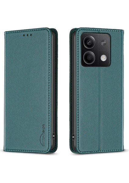 Xiaomi Için Redmi Note 13 4g Telefon Kılıf Kart Tutucu Kapak Manyetik Emilim Green (Yurt Dışından)