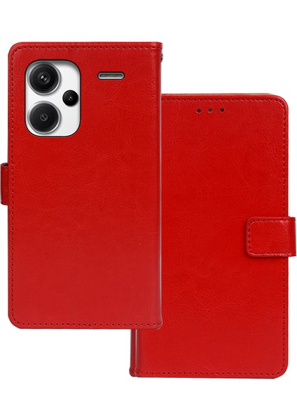 Xiaomi Redmi Için Note 13 Pro+ 5g Case Tpu+ Pu Deri Stand Telefon Koruyucu-Kırmızı (Yurt Dışından)