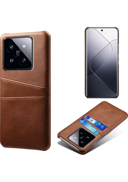 Xiaomi Için 14 Vaka Çift Kart Yuvaları Pu Deri Kaplı Pc Koruyucu Telefon Kapak Kahverengi (Yurt Dışından)
