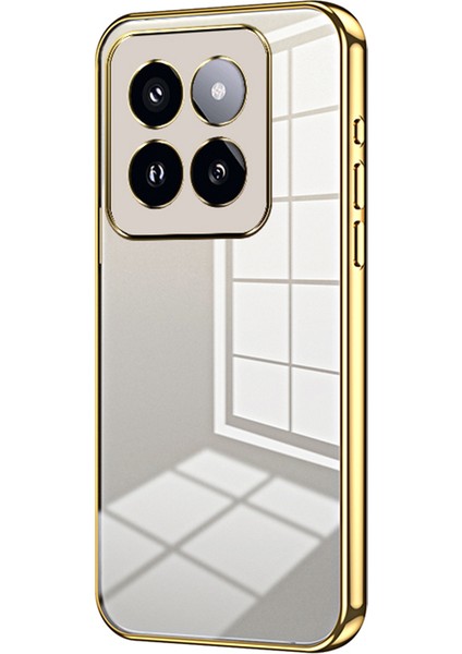 Xiaomi 14 Pro Vaka Elektraplatma Yumuşak Tpu Koruyucu Arka Kabuk Hassas Lens Kesim Gold (Yurt Dışından)
