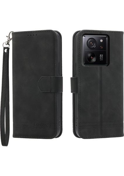 Xiaomi 13T/13T Pro/redmi K60 Ultra Kılıf Baskılı Cüzdan Telefon Kabuğu Stand Pu Deri Protector-Black (Yurt Dışından)