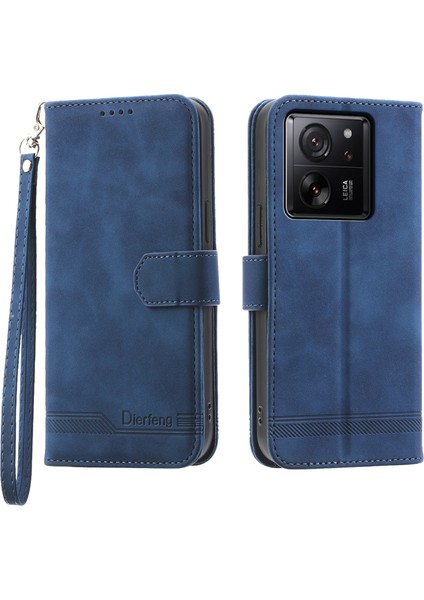 Xiaomi 13T/13T Pro/redmi K60 Ultra Kılıf Baskılı Cüzdan Telefon Kabuğu Stand Pu Deri Koruyucu-Mavi (Yurt Dışından)