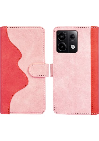 Xiaomi Redmi Için Note 13 Pro 5g Kasa Tamamen Sarılmış Pu Deri Cüzdan Telefon Kapak Pembe (Yurt Dışından)