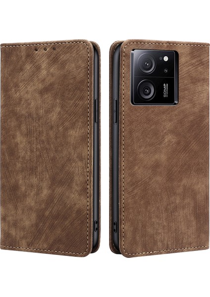 Xiaomi Redmi K60 ULTRA/13T/13T Pro Case Rfıd Cüzdan Stand-Brown ile Telefon Kapağı (Yurt Dışından)