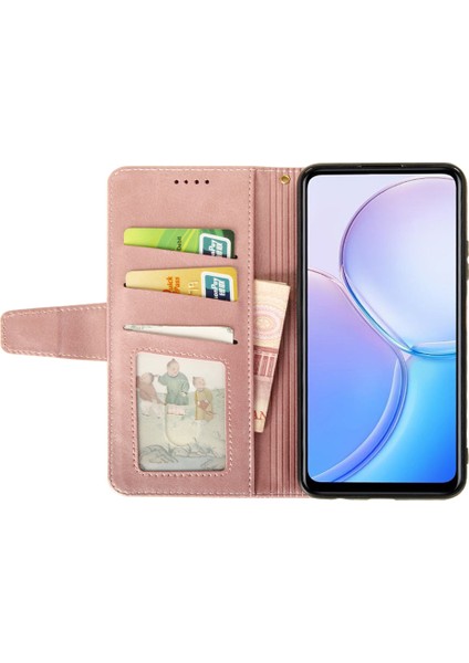 Xiaomi Redmi Için Note 13 Pro 5g Pu Deri Cüzdan Kılıf Buzağı Dokusu Flip Telefon Kapak Pembe (Yurt Dışından)