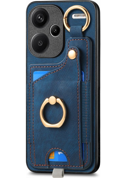 Xiaomi Redmi Için Note 13 Pro+ 5g Kart Kart Tutucu Retro Deri Arka Kapak Yüzüğü Kickstand-Mavi (Yurt Dışından)
