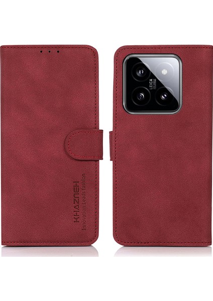 Xiaomi Için 14 Case Pu Deri Koruyucu Telefon Kapak-Kırmızı (Yurt Dışından)
