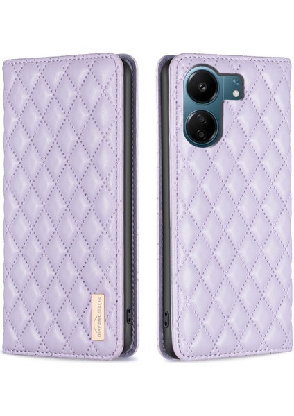 Xiaomi Redmi 13C 4g/poco C65 4g Kılıf Kart Kartı Tutucu Kitap Tarzı Deri Kapak Morası (Yurt Dışından)