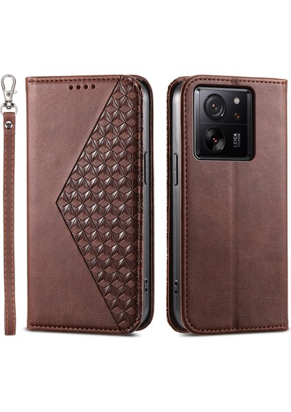 Xiaomi 13T/13T Pro/redmi K60 Ultra Deri Kılıf Cüzdanı Stand Koruyucu Telefon Kapak-Kahverengi (Yurt Dışından)