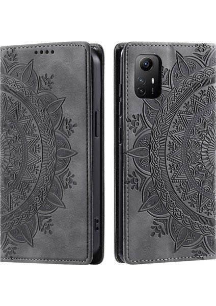 Xiaomi Redmi Için Note 12S 4g Telefon Kılıfı Baskılı Manyetik Otomatik Kapanış Deri Kapak Cüzdan Grey (Yurt Dışından)