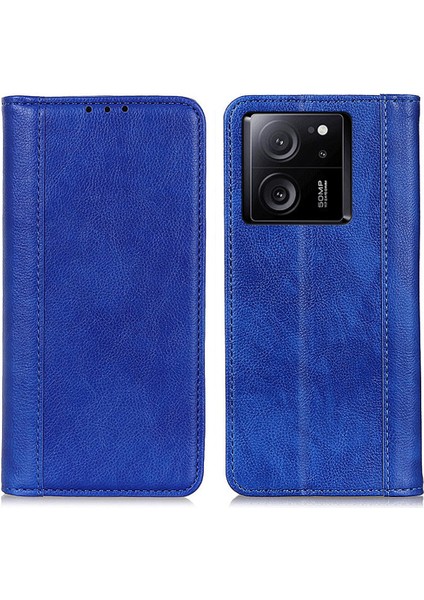 Xiaomi 13T/13T Pro/redmi K60 Ultra Kılıf Cüzdan Bölünmüş Deri Telefon Kapağı Litchi Doku Stand Kabuk Mavisi (Yurt Dışından)