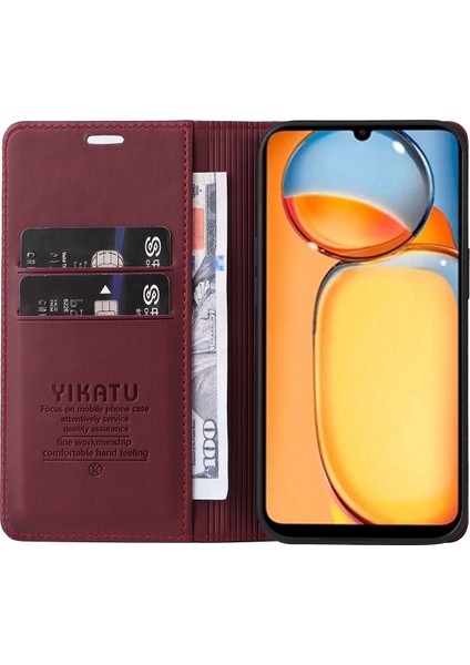 Xiaomi Redmi Için 13C 4g/poco C65 4g Kasa Kahve Çizelge Karşıtı Deri Flip Stand Telefon Kapak Kırmızısı (Yurt Dışından) fiyatları