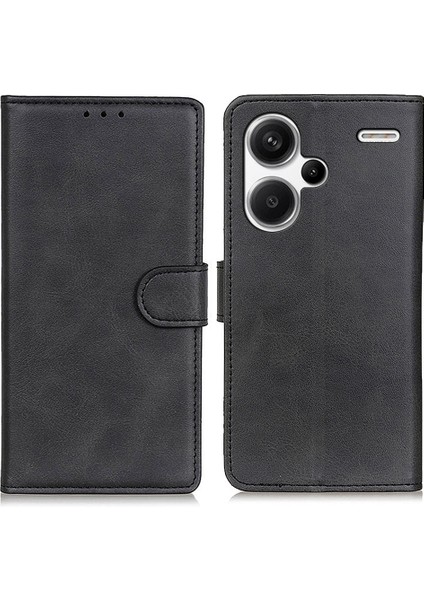 Xiaomi Redmi Için Note 13 Pro+ 5g Cep Telefon Kılıfları Cowhide Doku Folio Flip Pu Deri Kapak Black (Yurt Dışından)