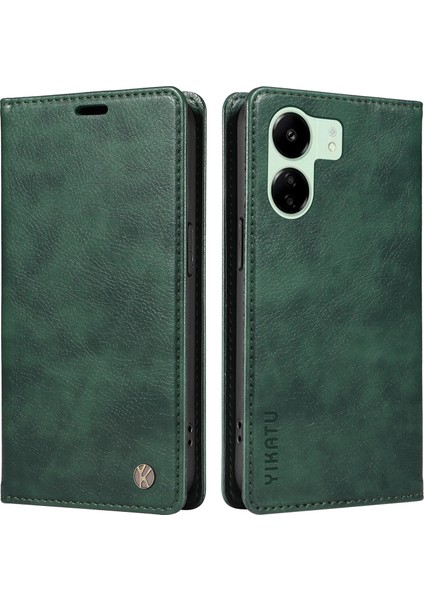 Xiaomi Redmi Için 13C 4g/poco C65 4g Cüzdan Kılıfı Pu Deri Stand Telefon Kapak Yeşili (Yurt Dışından)