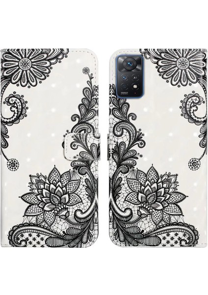 Xiaomi Redmi Için Note 11 Pro 5g (Qualcomm)/11 Pro 4g (Mediatek)/12 Pro 4g Kılıf 3D Desen Deri Telefon Kapak Diz Çiçek (Yurt Dışından)
