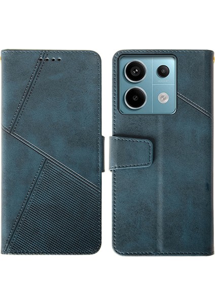 Xiaomi Redmi Için Note 13 Pro 5g Pu Deri Cüzdan Kılıf Buzağı Dokusu Flip Telefon Kapak Mavisi (Yurt Dışından)