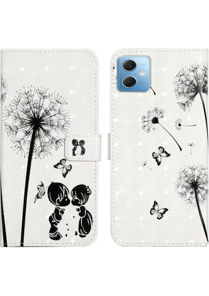 Xiaomi Için Redmi Note 12 5g (Çin)/(Hindistan) (Global)/poco X5 5g Case Pu Deri 3D Desen Cüzdan Kapak-Çocuklar ve Karahindiba (Yurt Dışından)