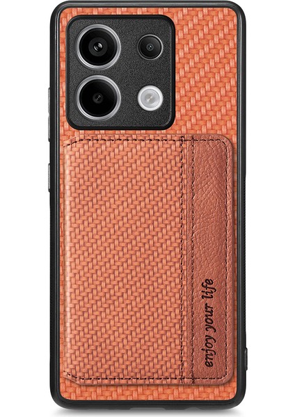 Xiaomi Redmi Için Note 13 Pro 5g Case Slim Fit Kickstand Karbon Fiber Doku Koruyucu Kabuk-Kahverengi (Yurt Dışından)