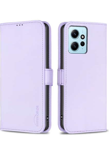 Xiaomi Için Redmi Note 12 4g Deri Telefon Kılıfı Manyetik Toka Cüzdan-Mor (Yurt Dışından)