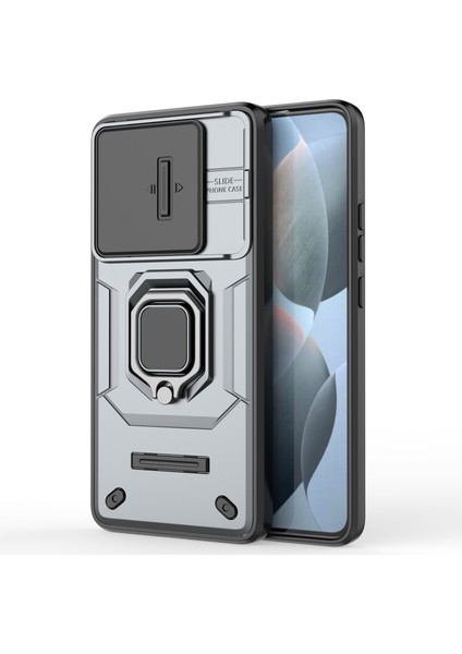 Xiaomi Redmi K70E 5g Kapak Slayt Lens Kapağı Pc+Tpu Kickstand-Grey ile Şok Geçirmez Cep Telefonu Kasası (Yurt Dışından)