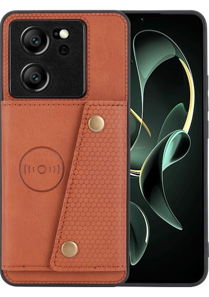 Xiaomi 13T/13T Pro/redmi K60 Ultra Kapak Kart Yuvaları Pu Deri+Tpu Telefon Kickstand Case-Imgy Brown (Yurt Dışından)