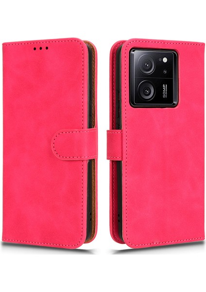 Xiaomi Için Redmi K60 ULTRA/13T/13T Pro Drop Koruma Telefon Kapağı Cilt Doku Cüzdan Pu Deri Telefon Standı Kasa Ros (Yurt Dışından)