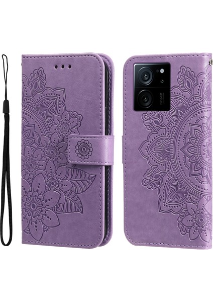 Xiaomi Için Redmi K60 ULTRA/13T/13T Pro Case Çiçek Baskılı Pu Deri Telefon Koruyucu Cüzdan Kabuk-Moral (Yurt Dışından)