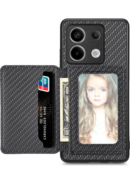 Xiaomi Redmi Için Note 13 Pro 5g Case Slim Fit Kickstand Karbon Fiber Doku Koruyucu Kabuk Black (Yurt Dışından)