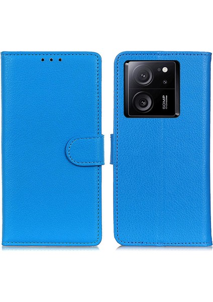 Xiaomi 13T/13T Pro/redmi K60 Ultra Case Litchi Doku Pu Deri Cüzdan Stand Telefon Kapak-Blue (Yurt Dışından)
