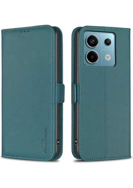 Xiaomi Redmi Için Note 13 Pro 5g Deri Kılıf Telefon Cüzdan Kapak Yeşil (Yurt Dışından)