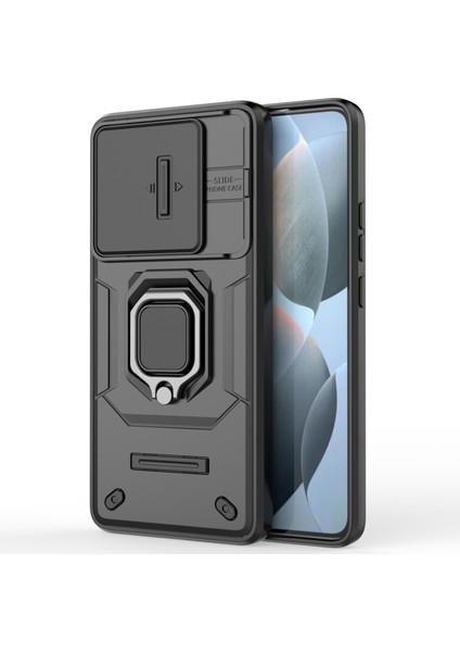 Xiaomi Redmi K70E 5g Kapak Slayt Lens Kapağı Pc+Tpu Şok Geçirmez Cep Telefonu Kickstand-Black ile (Yurt Dışından)