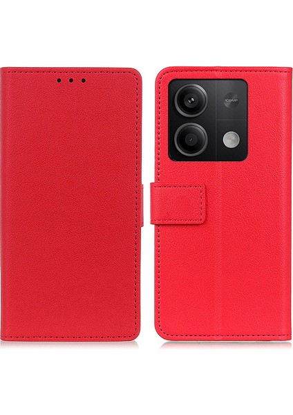 Xiaomi Için Redmi Not 13 5g/13 5g (Çin) Pu Pu Deri Şok Geçirmez Telefon Cüzdan Kapak-Kırmızı (Yurt Dışından)