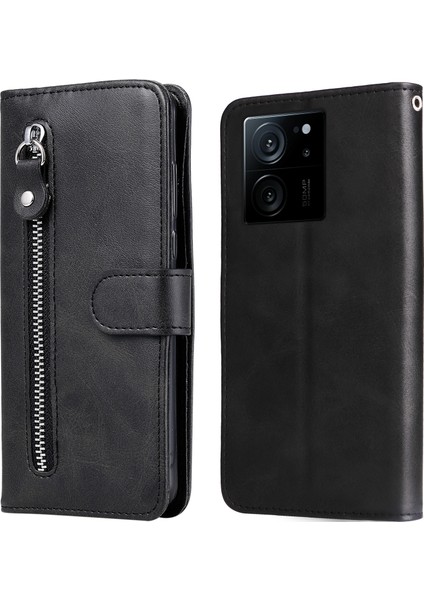 Xiaomi Redmi K60 ULTRA/13T/13T Pro Case Şok Geçirmez Kabuk Fermuarı Cep Cüzdan Stand Telefon Kapağı Black (Yurt Dışından)