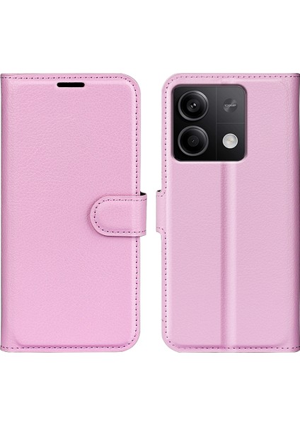 Xiaomi Için Redmi Note 13 5g (Çin) Kılıf Litchi Doku Deri Stand Kapağı Ince Uygun Cüzdan Telefon Kabuk-Pembe (Yurt Dışından)