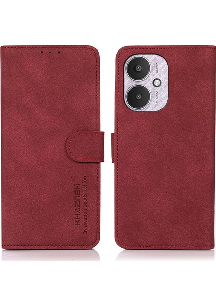 Xiaomi Redmi Için 13C 4g/poco C65 4g Kasa Standı Pu Deri Cüzdan Flip Telefon Kapak-Kırmızı (Yurt Dışından)