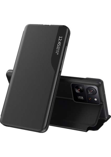 Xiaomi 13T/13T Pro/redmi K60 Ultra Case Pu Deri Telefon Kapağı View Window-Black (Yurt Dışından)