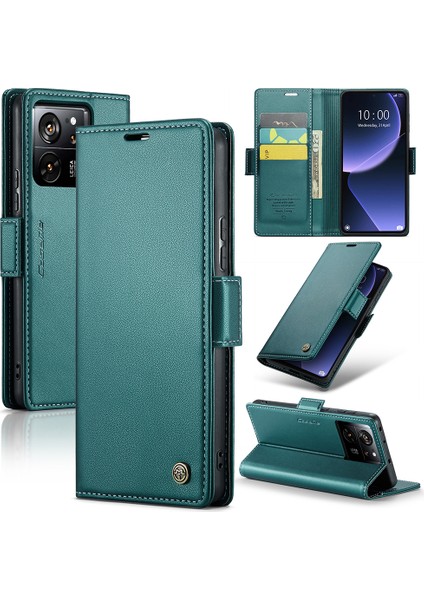 Xiaomi 13T/13T Pro/redmi K60 Ultra Kılıf Deri Litchi Doku Doku Telefon Kapağı Stand ve Cüzdan Yeşili (Yurt Dışından)