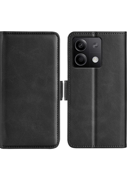 Xiaomi Için Redmi Note 13 5g (Çin) Kasa Stand Flip Balf Doku Telefon Kapağı Pu Deri Cüzdan Telefon Shell-Black (Yurt Dışından)