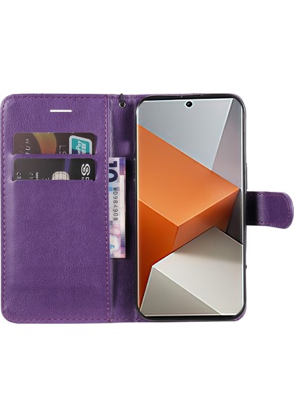Xiaomi Redmi Için Note 13 Pro+ Kasa Düz Renkli Deri Manyetik Kapatma Telefon Kapak-Morası (Yurt Dışından) fiyatları