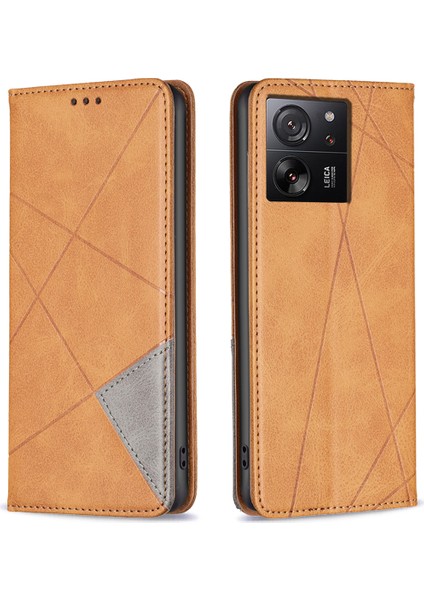 Xiaomi 13T/13T Pro/redmi K60 Ultra Kılıf Manyetik Pu Deri Kart Yuvası Telefon Kapağını Sarı Sarı (Yurt Dışından)
