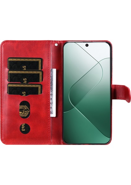 Xiaomi Için 14 Cüzdan Telefon Kılıfı Buzağı Dokusu Şok Geçirmez Deri Flip Kapak Fermuar Cep Kırmızısı (Yurt Dışından) fiyatları