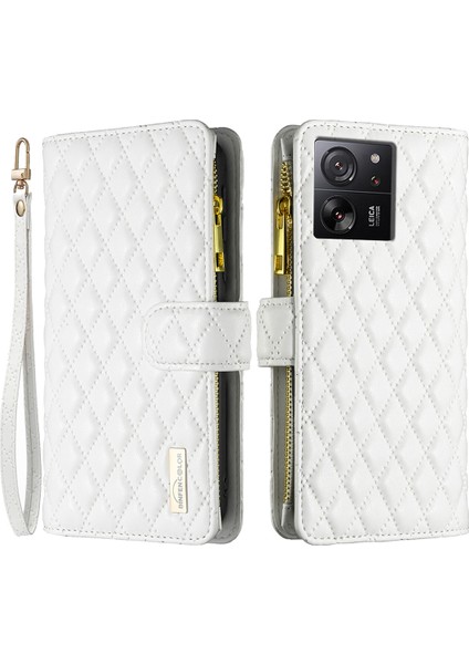 Xiaomi 13T/13T Pro/redmi K60 Ultra Kılıf Pu Deri Fermuar Cüzdan Telefon Kapak-Beyaz (Yurt Dışından)