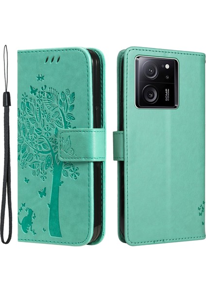 Xiaomi Için Redmi K60 ULTRA/13T/13T Pro Telefon Kabuğu Standı Pu Deri Cüzdan Vaka-Yeşil (Yurt Dışından)