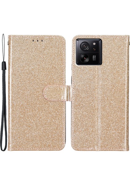 Xiaomi 13T/13T Pro/redmi K60 Ultra Glitter Deri Kılıf Için Cüzdan Stand-Gold (Yurt Dışından)