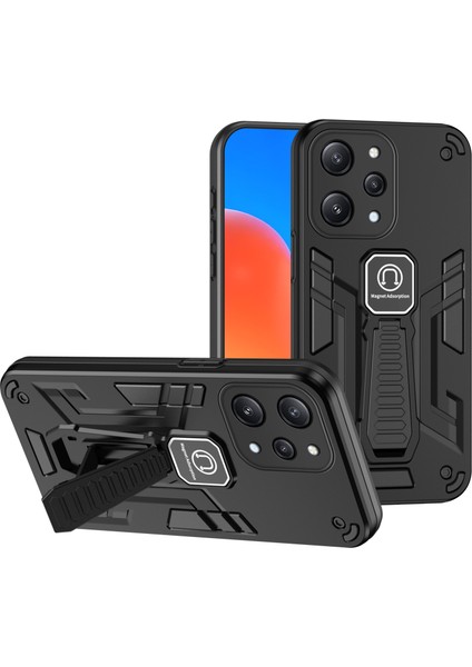 Xiaomi Redmi 12 4g/5g (Global)/poco M6 Pro 5g Kickstand Telefon Kasası Manyetik Araba Montaj Black (Yurt Dışından)